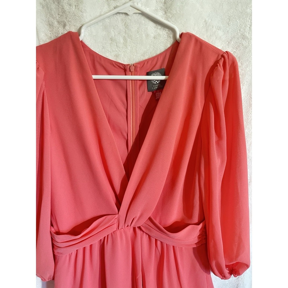 Pink Vince Camuto Womens A-Line Dress with V-neck Size 8 - Picture 4 of 7
